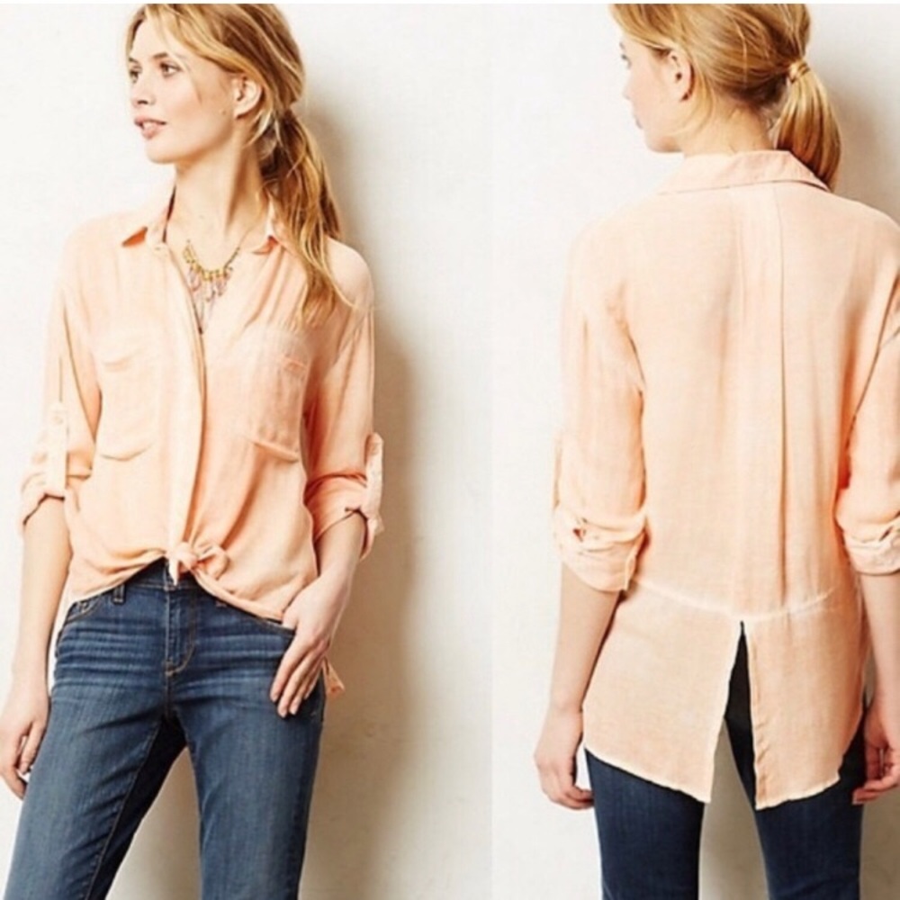 Anthropologie: Cloth & Stone Skyscape Button down-split back. Size Small